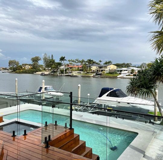 Black Spigots And Handrail — Pool Fencing in Benowa, QLD