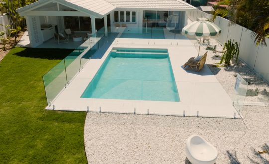 Backyard Pool with Frameless Glass Pool Fence