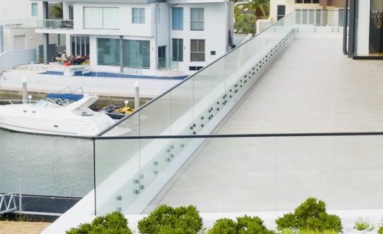 Modern Glass Balustrade Frame with Marina View